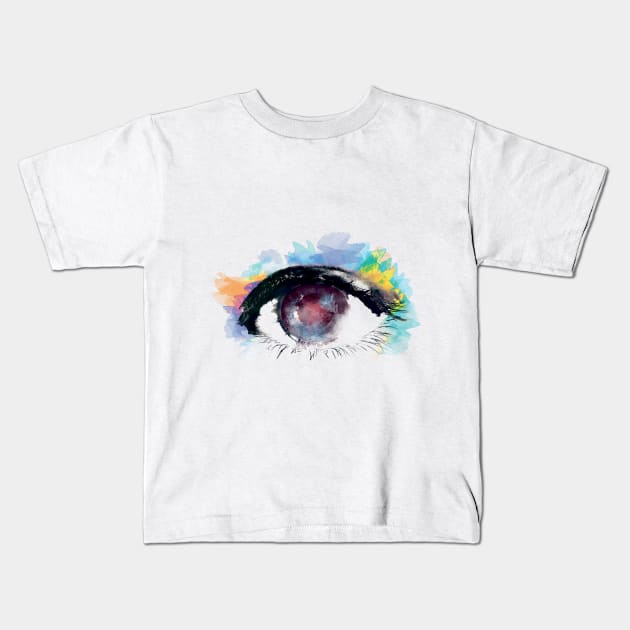 Water Color Eye Kids T-Shirt by Nomich